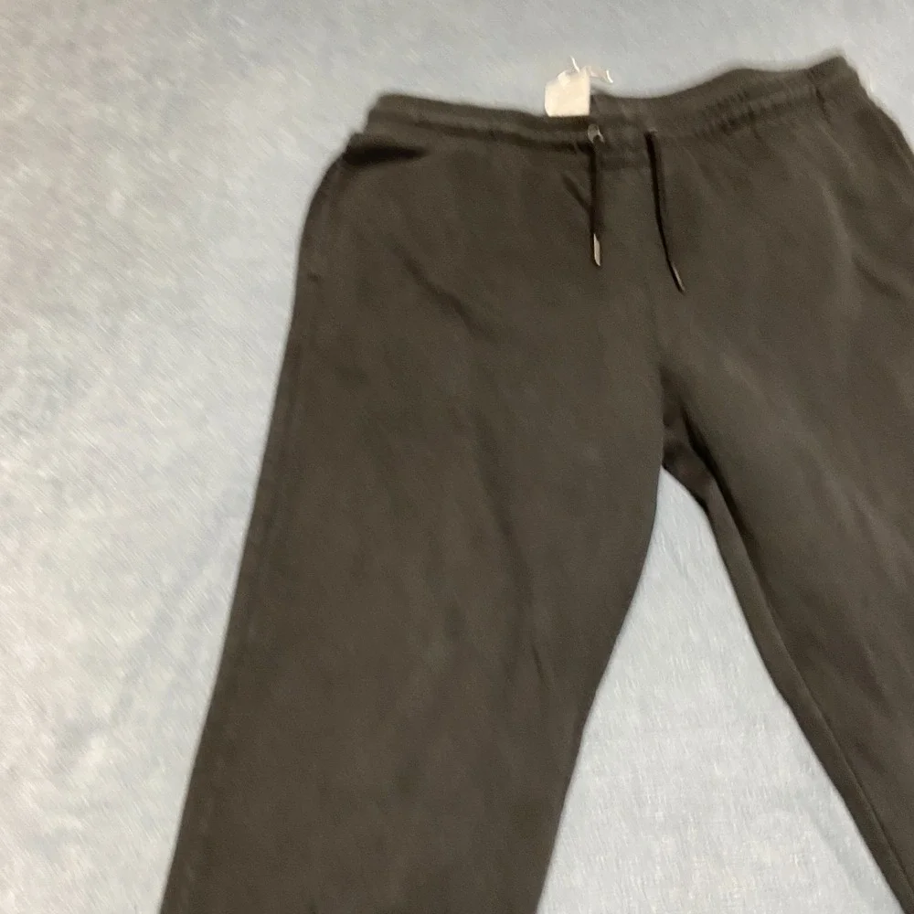 Adidas Sweatpants Mens Large Black Skinny Leg Logo Drawstring Waist Winter Warm
